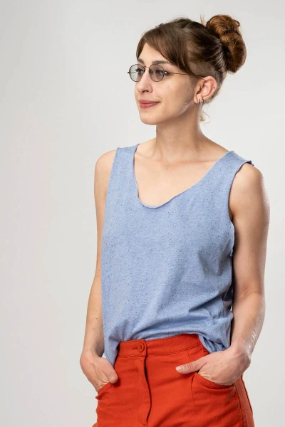 Tanktop in Hellblau für Damen aus Baumwolle