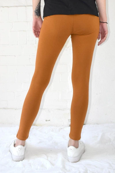 Leggings Bio Baumwolle Curry für Damen Ansicht von rechter Seite