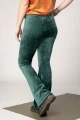 Bootcut Leggings Damen Grün Samt Rückansicht