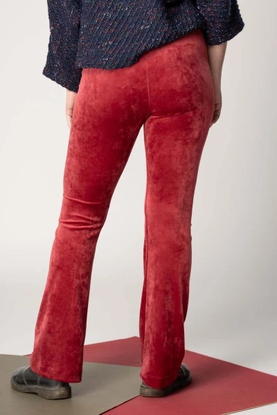 Bootcut Leggings Damen Rot Samt Ansicht seitlich von hinten