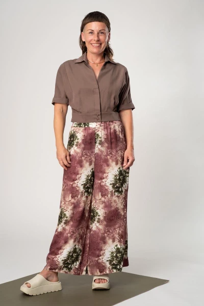 Wide Leg Hose Damen Viskose Batikmuster