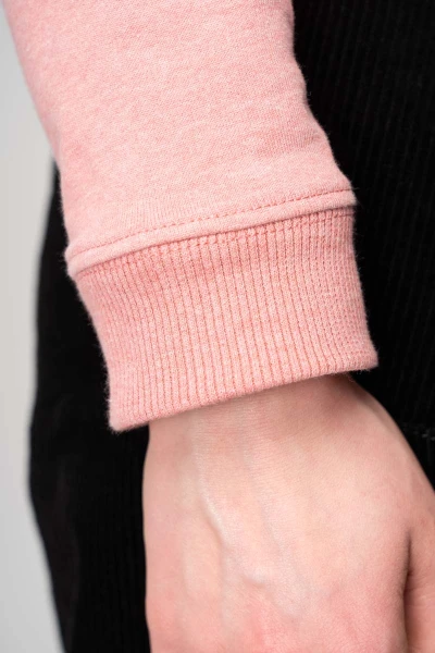 Damenpullover aus Baumwolle Rosa meliert Detailansicht Armbündchen