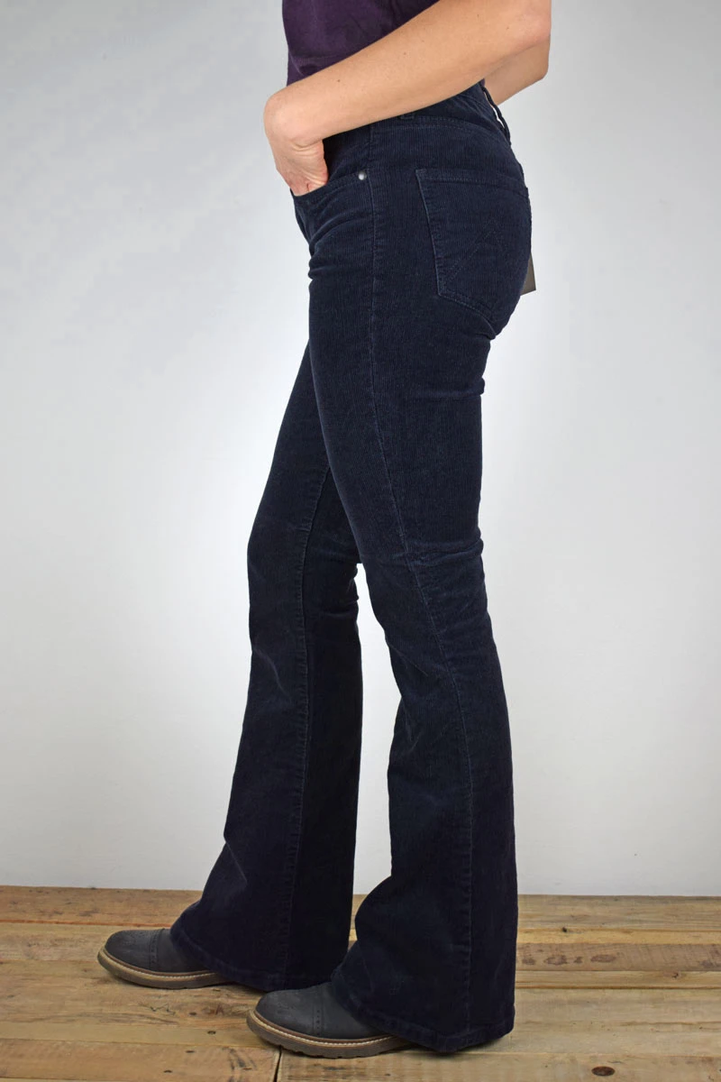 Bootcut Cordhose Damen DunkelblauAnsicht linke Seite