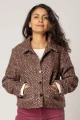 Wolljacke "Lulu" Knopf - oliv braun violett Fischgrat