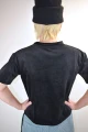 Samt T-Shirt für Damen in Schwarz seitliche Rückansicht