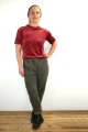 Samt T-Shirt für Damen in Rot Ansicht Front