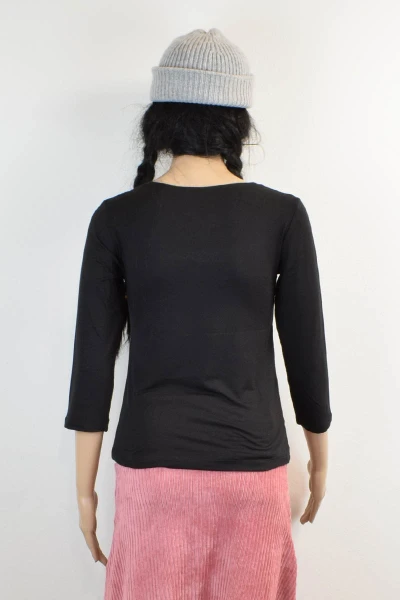 Viskose Shirt für Damen in Schwarz 3/4-Arm Adrett