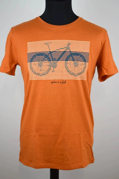 Greenbomb T-Shirt für Herren in Orange mit Bike-Print Frontansicht