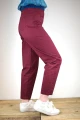 High Waist Hose für Damen im Mom-Style Baumwolle Weinrot Seitenansicht rechts