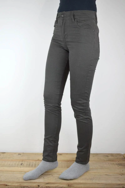 Slim Hose für Damen in Grau mit feinen schwarzen Streifen Rückansicht