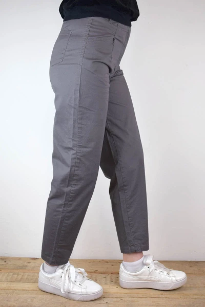 High Waist Hose für Damen im Mom-Style Baumwolle Grau Seitenansicht rechts