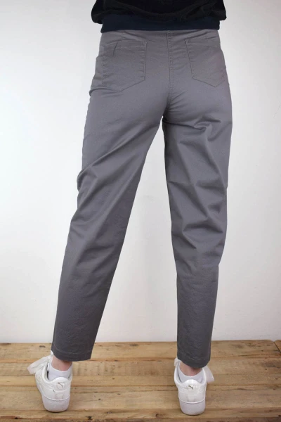 High Waist Hose für Damen im Mom-Style Baumwolle Grau Frontansicht