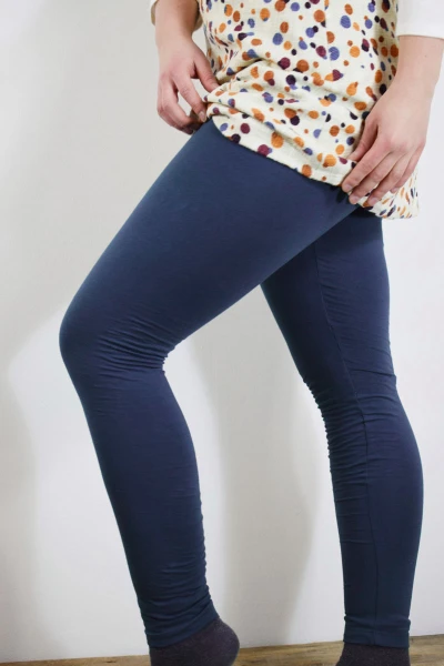 High Wiast Leggings aus Biobaumwolle in Blau