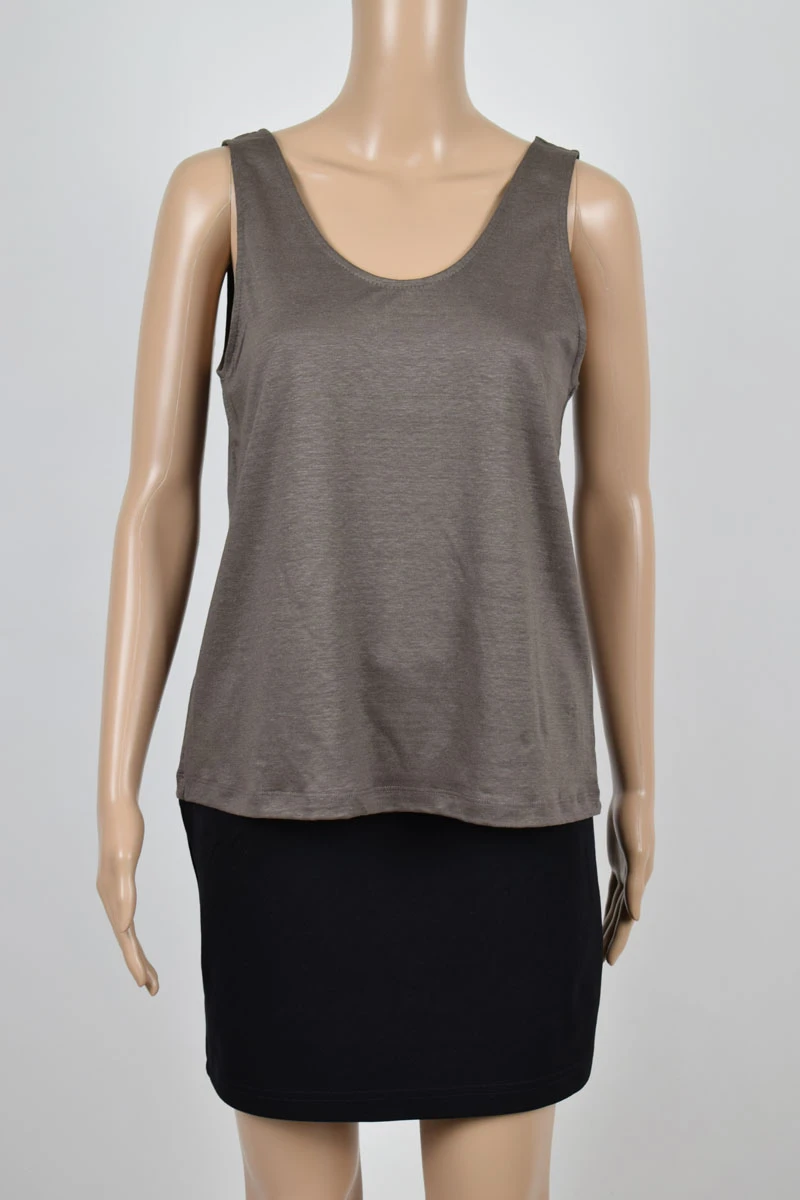 Tanktop für Damen in Braun aus Leinenmix Ansicht Front