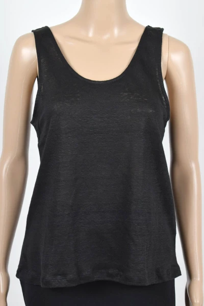 Tanktop für Damen in Schwarz aus Leinen Ansicht Front