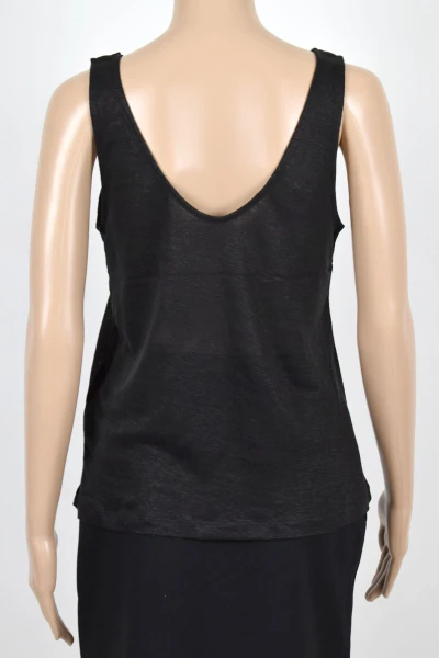 Tanktop für Damen in Schwarz aus Leinen Ansicht Front