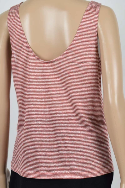 Tanktop aus Leinen für Damen in Rot-Weiss gestreift Ansicht Front