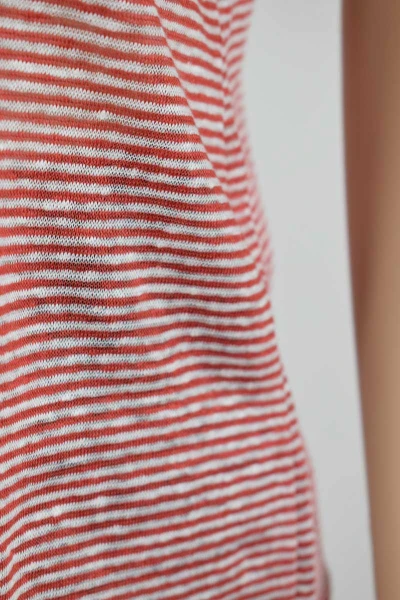 Tanktop aus Leinen für Damen in Rot-Weiss gestreift Detailansicht Muster