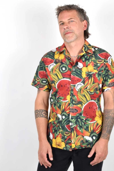 Hawaiihemd Lorenzo Baumwolle - totaler Obstsalat