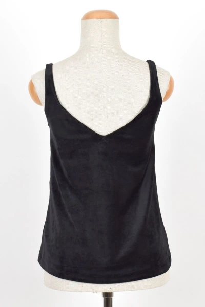 Tanktop aus Nickisamt für Damen in Schwarz von Adrett Frontansicht