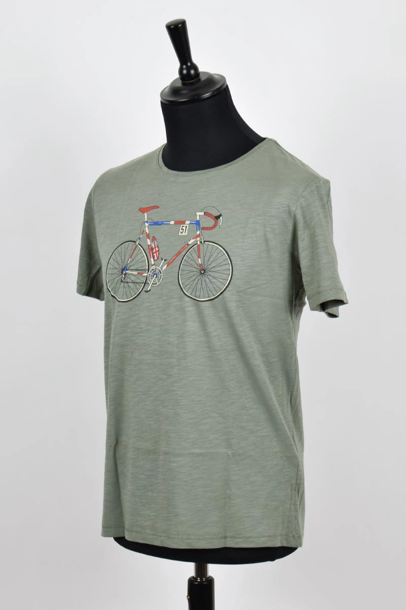 Greenbomb T-Shirt für Herren in Olivgrün mit Bike Print Seitenansicht