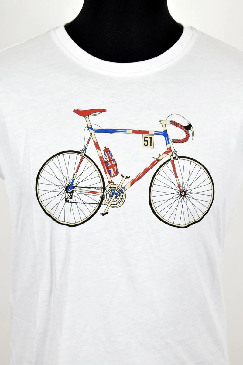 Greenbomb T-Shirt für Herren in Weiß Biobaumwolle mit Bike Print Detailansicht Printmotiv