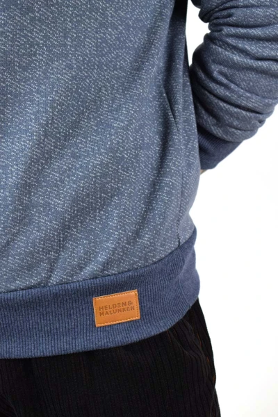 Sweatshirt für Herren in Blaugrau meliert Detailansicht Label-Etikett