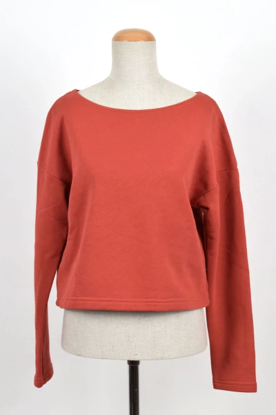 Sweatshirt für Damen aus Biobaumwolle in Orangerot Ansicht Front