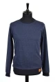 Pullover "Ewan" Viskose - navy hellblau fein gemustert