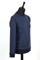 Herrenpullover in Navy mit feinen Hellblauen Strichen Seitenansicht