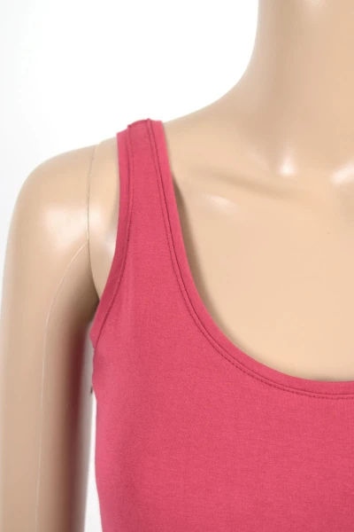 Tanktop für Damen in Pink aus Biobaumwolle Detailansicht Stoff