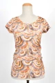 T-Shirt "Amber" Viskose - orange angeschnittene Kreise