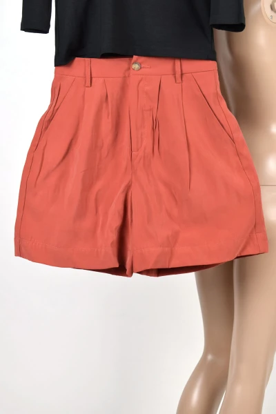 Cupro Shorts für Damen in Orangerot Ansicht Front