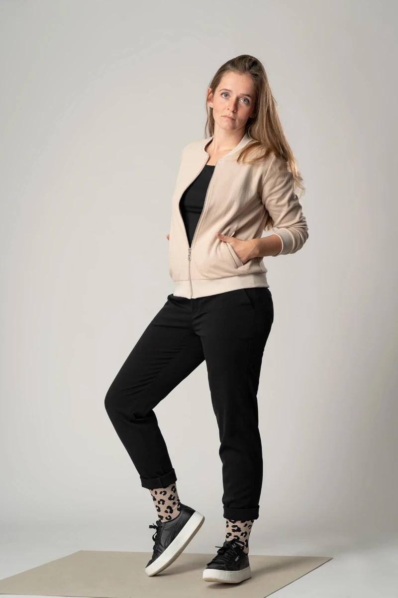 Damenblouson Beige Seitenansicht links