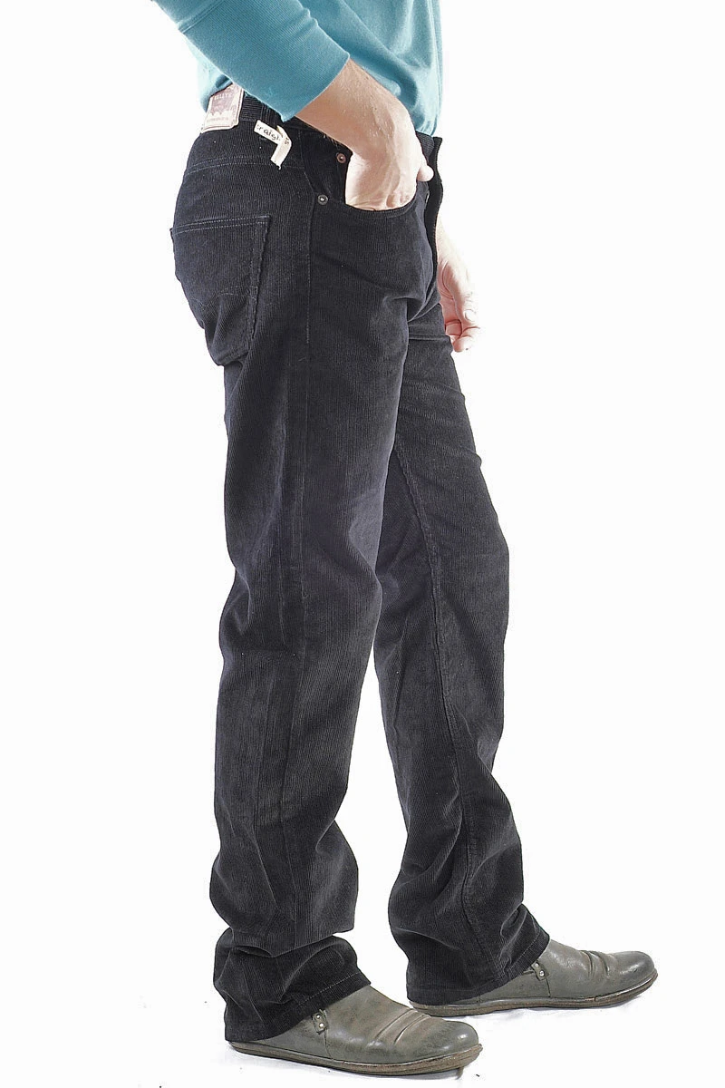 Schwarze Cordhose für Herren Seitenansicht