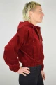 Kurze Cordjacke für Damen mit Kapuze Rot Seitenansicht