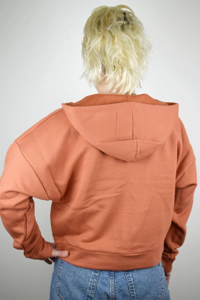 Sweatjacke aus Biobaumwolle für Damen Apricot Frontansicht