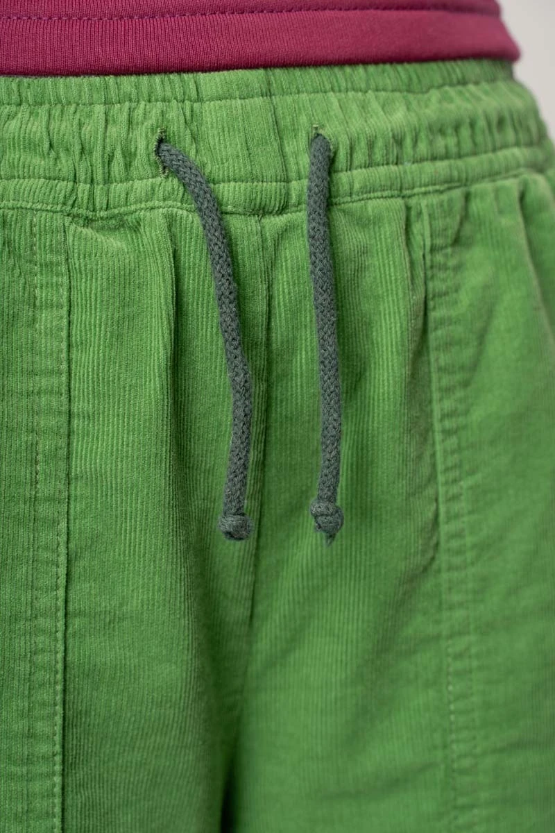 Joggpants für Damen aus Cord Grün Detailansicht Gürtelband