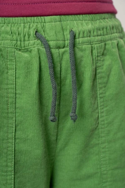 Joggpants für Damen aus Cord Grün Detailansicht Gürtelband