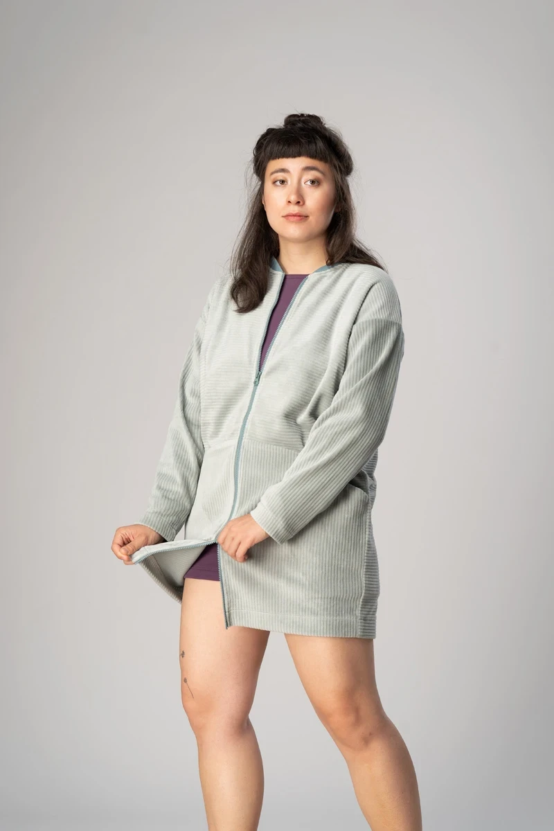 Jacke für Damen aus Jerseycord in Mint Frontansicht