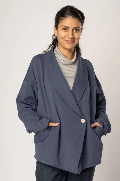 Sweat Blazer für Damen in Taubenblau aus Biobaumwolle