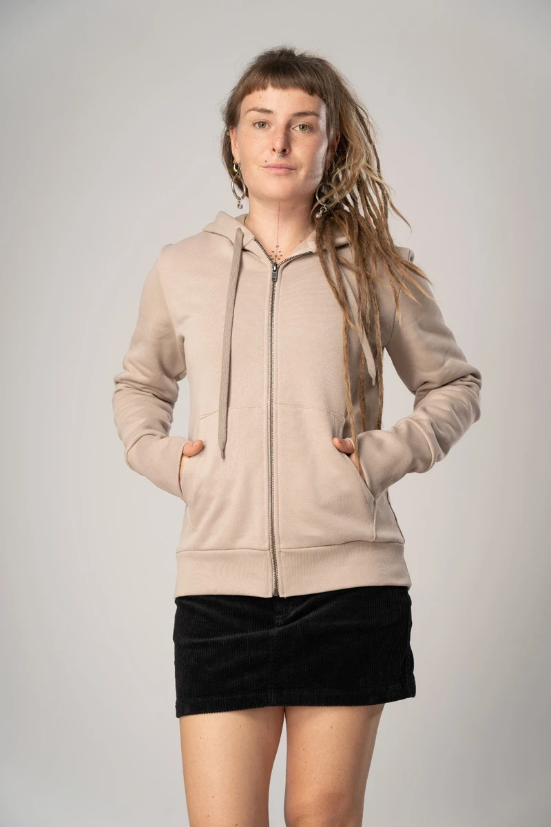 Sweatjacke aus Biobaumwolle für Damen Beige