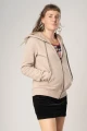 Sweatjacke aus Biobaumwolle für Damen Beige Seitenansicht rechts