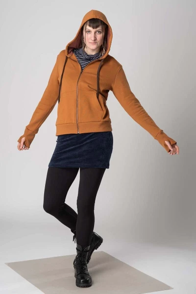 Sweatjacke aus Biobaumwolle für Damen Farbe Curry