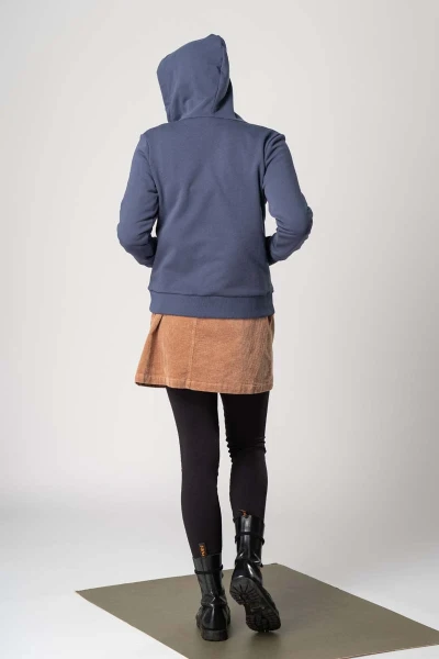 Sweatjacke aus Biobaumwolle für Damen in Blau Rückansicht