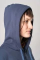 Sweatjacke aus Biobaumwolle für Damen in Blau Detailansicht Kapuze