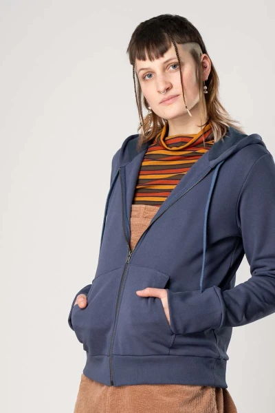 Sweatjacke aus Biobaumwolle für Damen in Blau