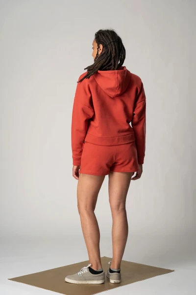 Kurze Sweatjacke aus Biobaumwolle für Damen Rot