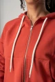 Kurze Sweatjacke aus Biobaumwolle für Damen Rot Detailansicht Reißverschluss