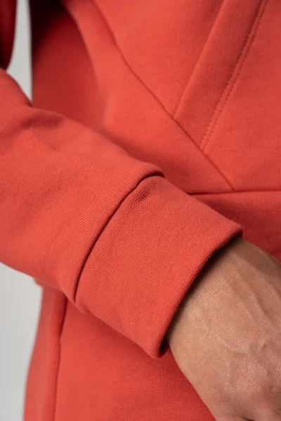 Kurze Sweatjacke aus Biobaumwolle für Damen Rot Detailansicht Ärmelbund